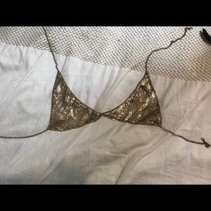 gold chain bra